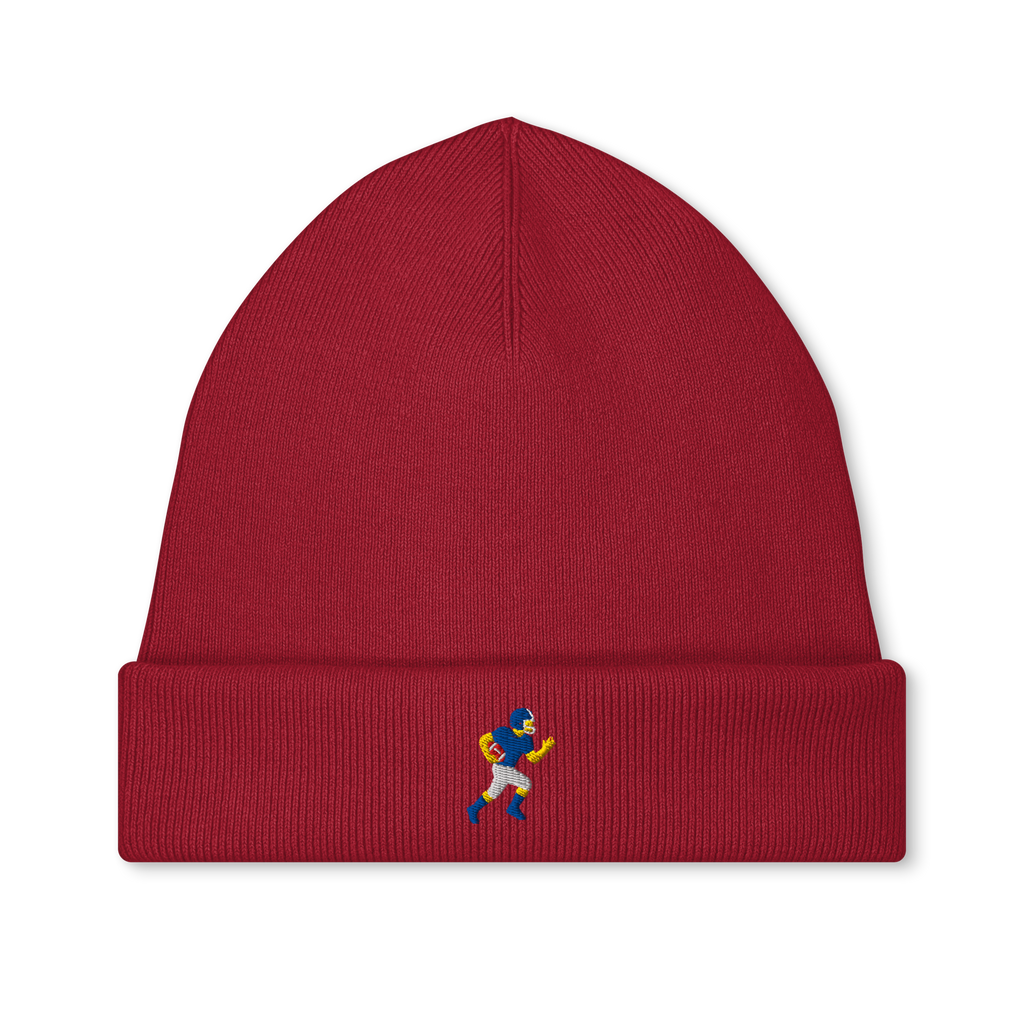Runner-Icon Strickmütze (gestickt) von Footballerei in Passionate Red