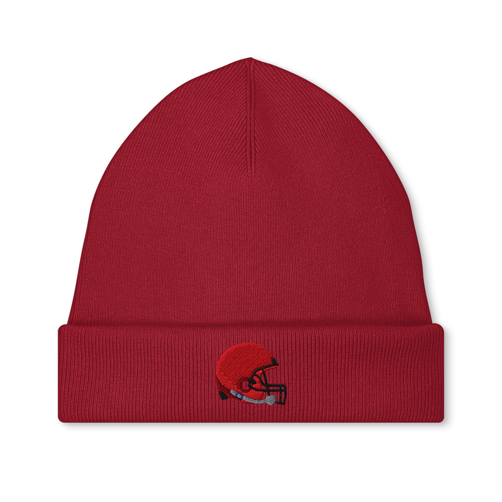 Helm-Icon Strickmütze (gestickt) von Footballerei in Passionate Red