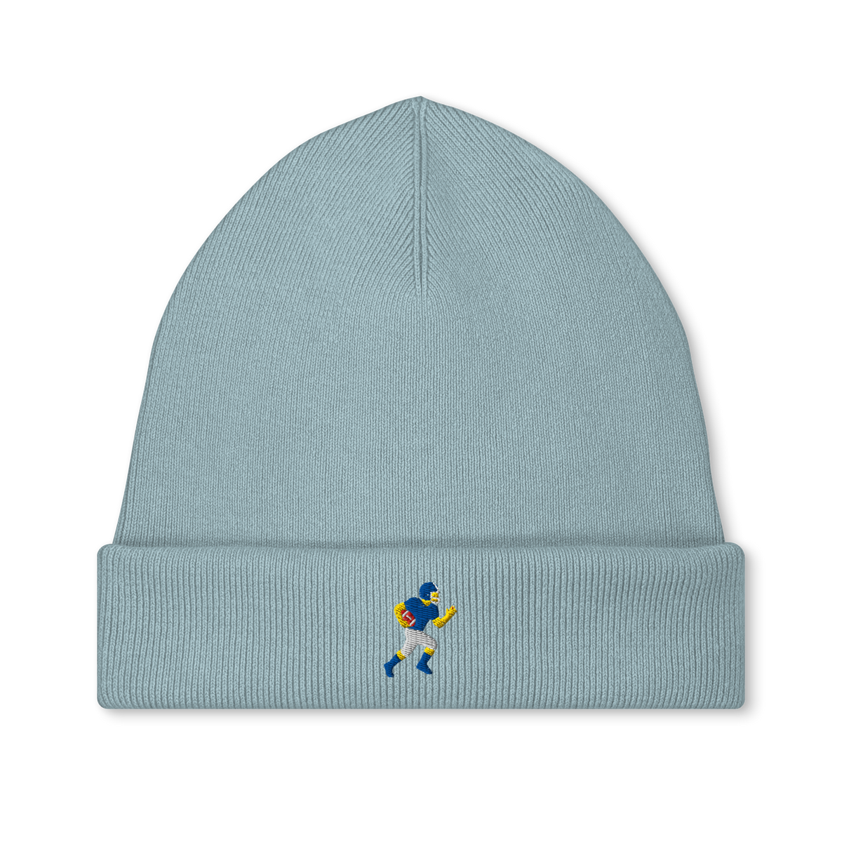 Runner-Icon Strickmütze (gestickt) von Footballerei in Pebble Blue