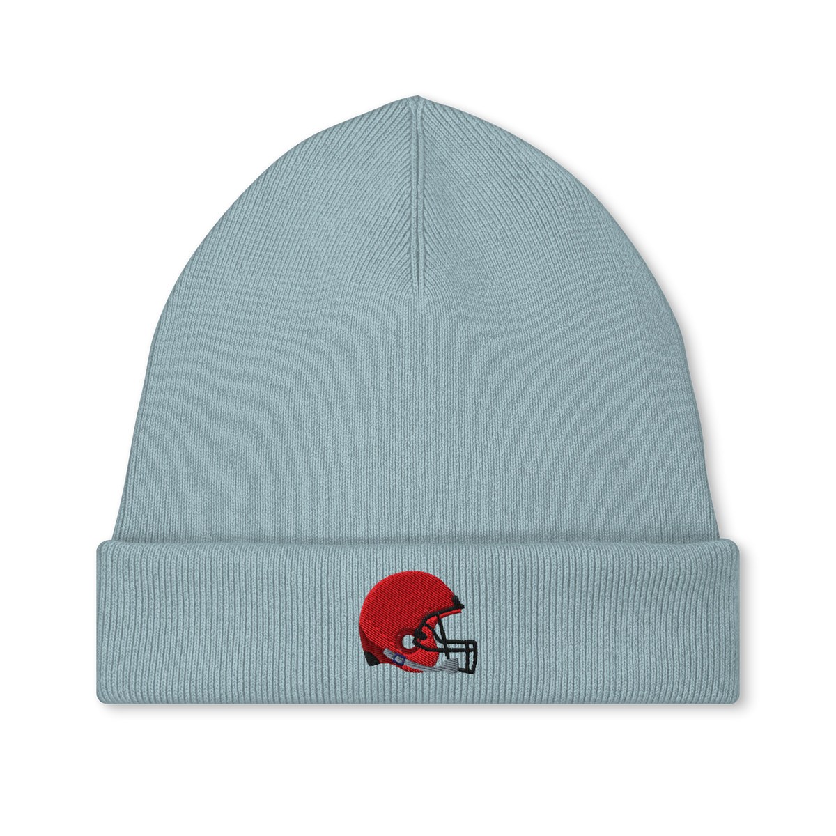 Helm-Icon Strickmütze (gestickt) von Footballerei in Pebble Blue
