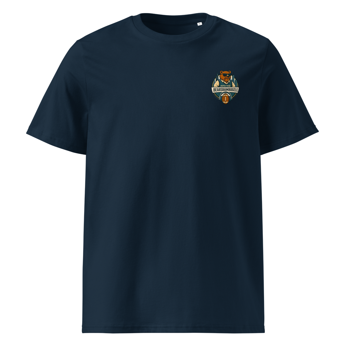Into the BearsBamboozle T-Shirt in French Navy, Vorderansicht – Merch zum Chicago-Bears-Podcast der Footballerei