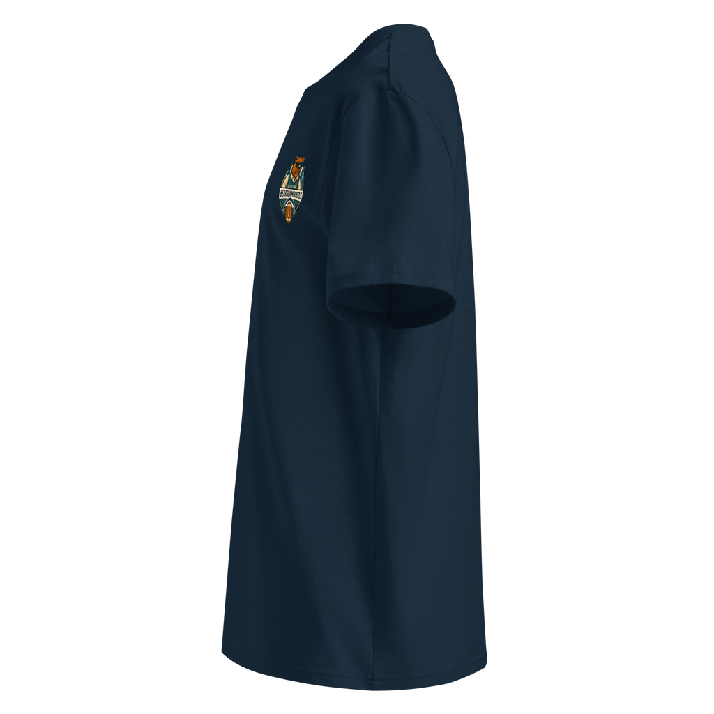 Into the BearsBamboozle T-Shirt in French Navy, Seitenansicht links – Merch zum Chicago-Bears-Podcast der Footballerei