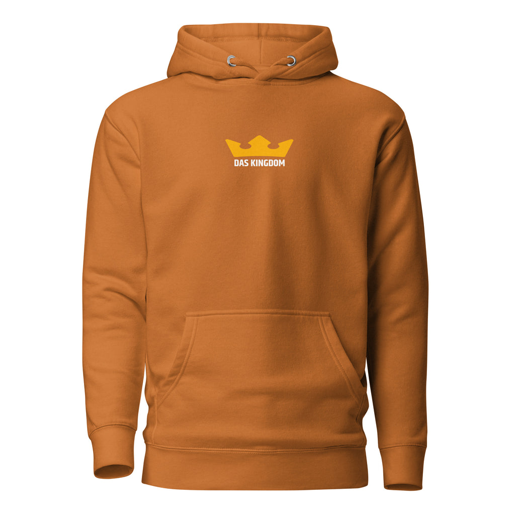 Das-Kingdom-Hoodie in Adobe-Orange mit gelber Krone