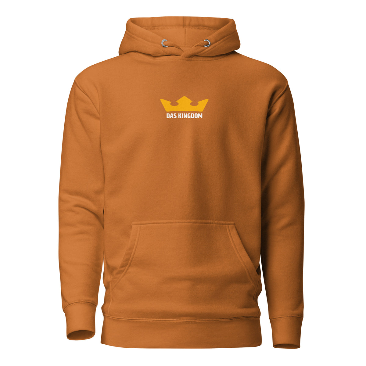 Das-Kingdom-Hoodie in Adobe-Orange mit gelber Krone