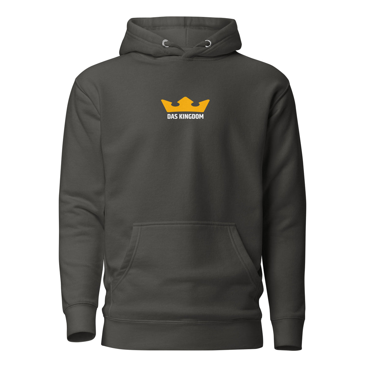 Das-Kingdom-Hoodie in Vintage-Schwarz mit gelber Krone